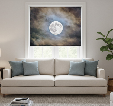 Rolgordijn woonkamer volle maan nacht - TenStickers