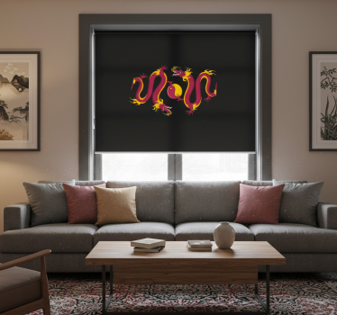 Rolgordijn woonkamer yin en yang twee draken - TenStickers