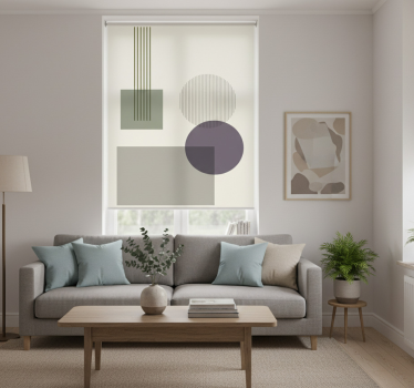 Rolgordijn woonkamer zachte geometrische vormen - TenStickers