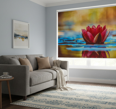 Rolgordijn woonkamer zen weerspiegelde lotusbloem - TenStickers