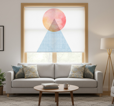 Rolgordijn woonkamer zon en wandkunst driehoek - TenStickers