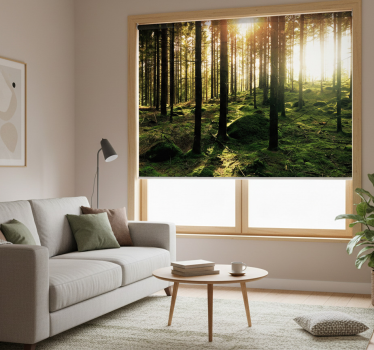 Rolgordijn woonkamer zonovergoten bos - TenStickers