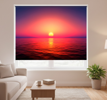 Rolgordijn woonkamer zonsondergang aan zee - TenStickers