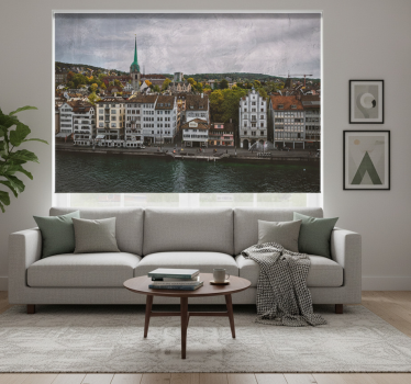Rolgordijn woonkamer zürich huizen aan het meer - TenStickers