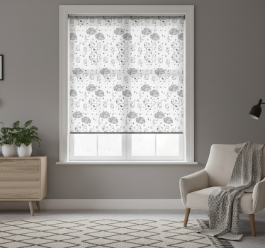 Rolgordijn woonkamer zwart-witte kippen nordic stijl - TenStickers