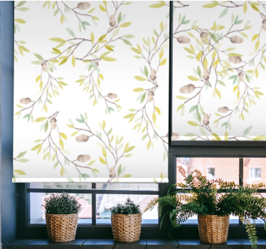 Aquarel groene bladeren patroon rolgordijn bloemen - TenStickers