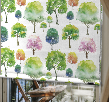 rolgordijnen bomen print Groene tinten - TenStickers