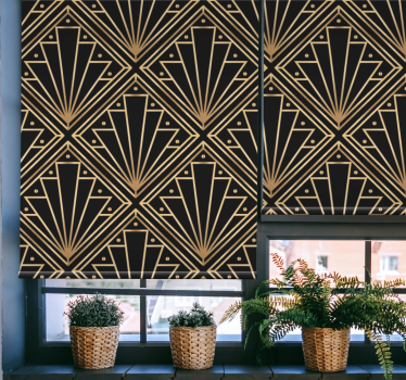 Originele rolgordijn eetkamer "art deco" gouden vormen - TenStickers