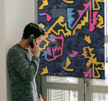 Rolgordijn tienerkamer graffiti geometrsiche stijlen - TenStickers