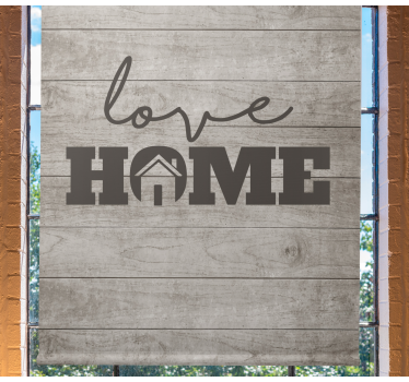 Rolgordijnen tekst Hou van huis op grijze houten plank - TenStickers