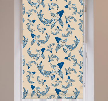 Rolgordijnen woonkamer Beige en blauwe koivissen - TenStickers