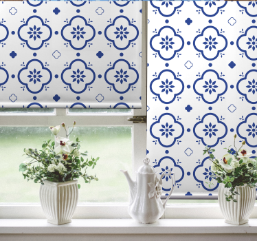 Rolgordijnen woonkamer Blauwe tegels - TenStickers