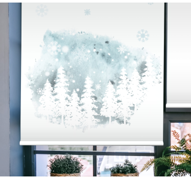 Rolgordijnen woonkamer Winter conifer kunstwerk - TenStickers
