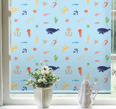 Rolgordijnen woonkamer Zeedieren op licht - TenStickers