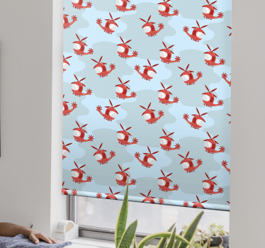 Rood helikopterpatroon rolgordijn kinderkamer - TenStickers