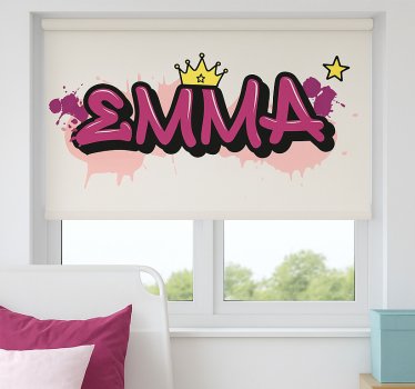 Roze aangepaste graffiti rolgordijn kinderkamer - TenStickers