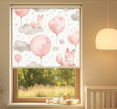 Pastel ballonnen en wolken rolgordijn kinderkamer - TenStickers