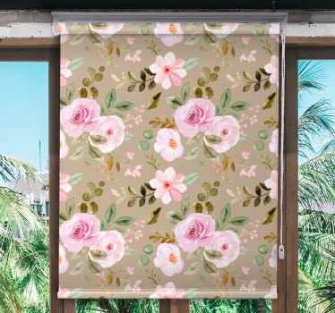 Roze bloemenpatronen rolgordijn bloemen - TenStickers