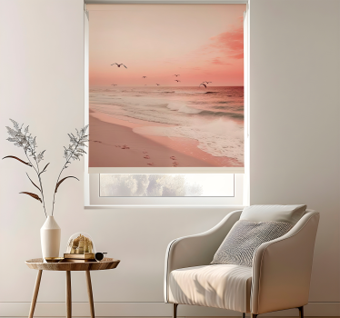 Roze lucht met vogels Originele rolgordijn - TenStickers