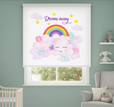 Roze wolken en regenboog rolgordijn kinderkamer - TenStickers