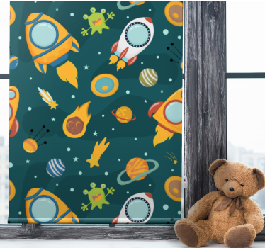 Ruimteavontuur thema rolgordijn kinderkamer - TenStickers