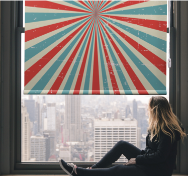 Rustieke rolgordijnën Blauw en rood retro voorwaspatroon - TenStickers
