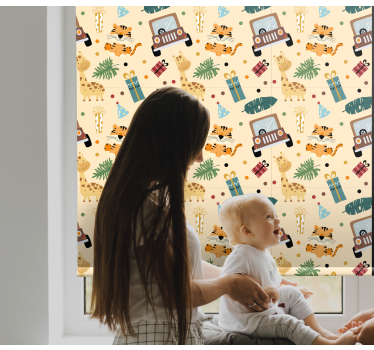 Safari-thema avonturen rolgordijn kinderkamer - TenStickers