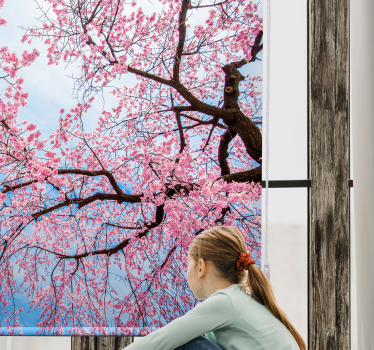 Sakura-ledemaat rolgordijn meer bloemen en planten - TenStickers