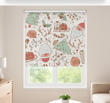 Scandinavisch kerstpatroon rolgordijn woonkamer - TenStickers
