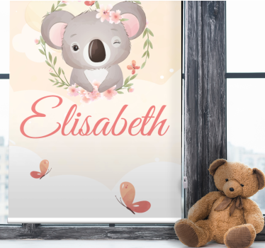 Rolgordijn kinderkamer baby koala met naam - TenStickers