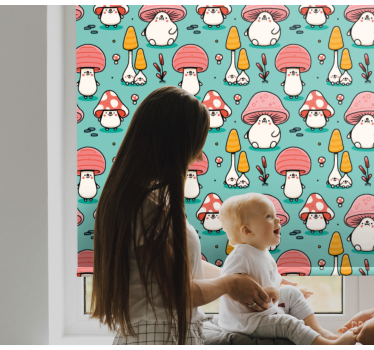 Baby paddenstoel karakters rolgordijn kinderkamer - TenStickers