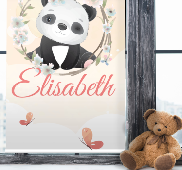 Baby panda met naam rolgordijn kinderkamer - TenStickers
