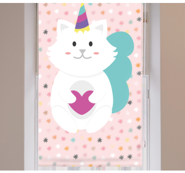 Schattige witte kat rolgordijn dieren - TenStickers