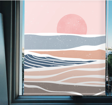 Serene zonsondergang golven rolgordijn meer vintage - TenStickers