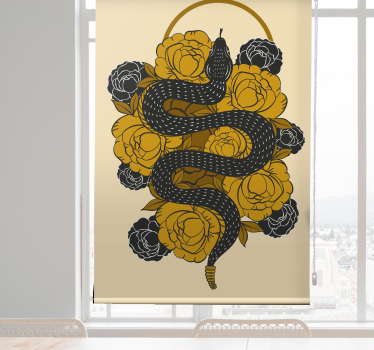Slang tussen bloemen rolgordijn meer dieren - TenStickers