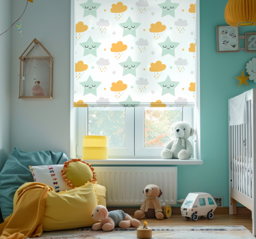 Slaperig wolkenpatroon babykamer rolgordijn - TenStickers