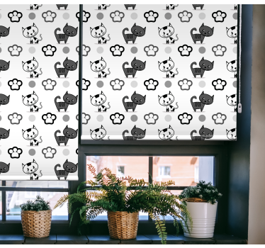 Grijze en witte katten rolgordijn dieren - TenStickers