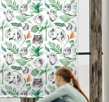 Groene jungledieren rolgordijn kinderkamer - TenStickers