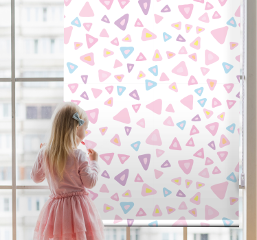 Roze driehoekpatronen rolgordijn kinderkamer - TenStickers