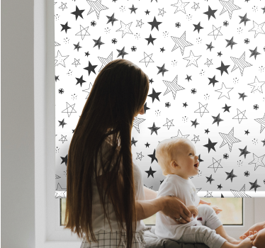 Grijs sterrenavontuur rolgordijn kinderkamer - TenStickers