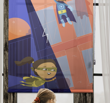 Superhelden avontuur rolgordijn kinderkamer - TenStickers