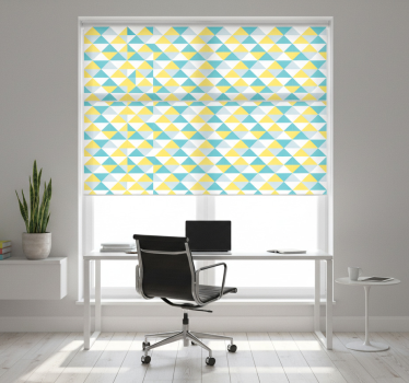 Thuis kantoor raambekleding gele en blauwe geometrische tegel - TenStickers