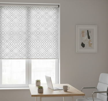 Thuis kantoor raambekleding wit geometrisch patroon met dunne - TenStickers