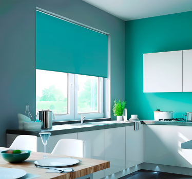 Turquoise rolgordijn keuken tinten - TenStickers