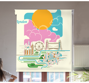 Uitzicht op de skyline van londen rolgordijn wereldmap - TenStickers