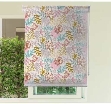Veelkleurige patroonlijntekening Rolgordijn bloemen - TenStickers