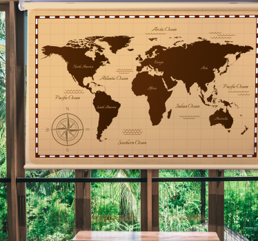 Vintage verkenning rolgordijn wereldmap - TenStickers