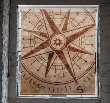 Vintage kompas ontwerp rolgordijn wereldmap - TenStickers