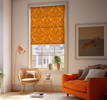 Vintage oranje damast Rolgordijn woonkamer - TenStickers
