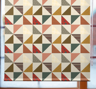 Retro patchwork geometrische rolgordijn keuken - TenStickers